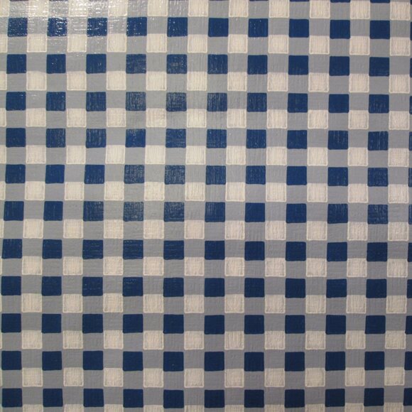 1970s Vintage Blue and White Gingham Wallpaper - Picture 3 of 8